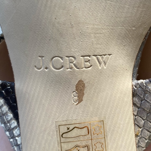 J. Crew Snakeskin Leather Slide Heeled Sandals - Picture 10 of 13